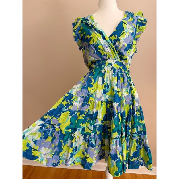 Taylor Sleeveless Abstract Floral Print A-Line V-Neck Dress Size Small - Picture 8 of 14